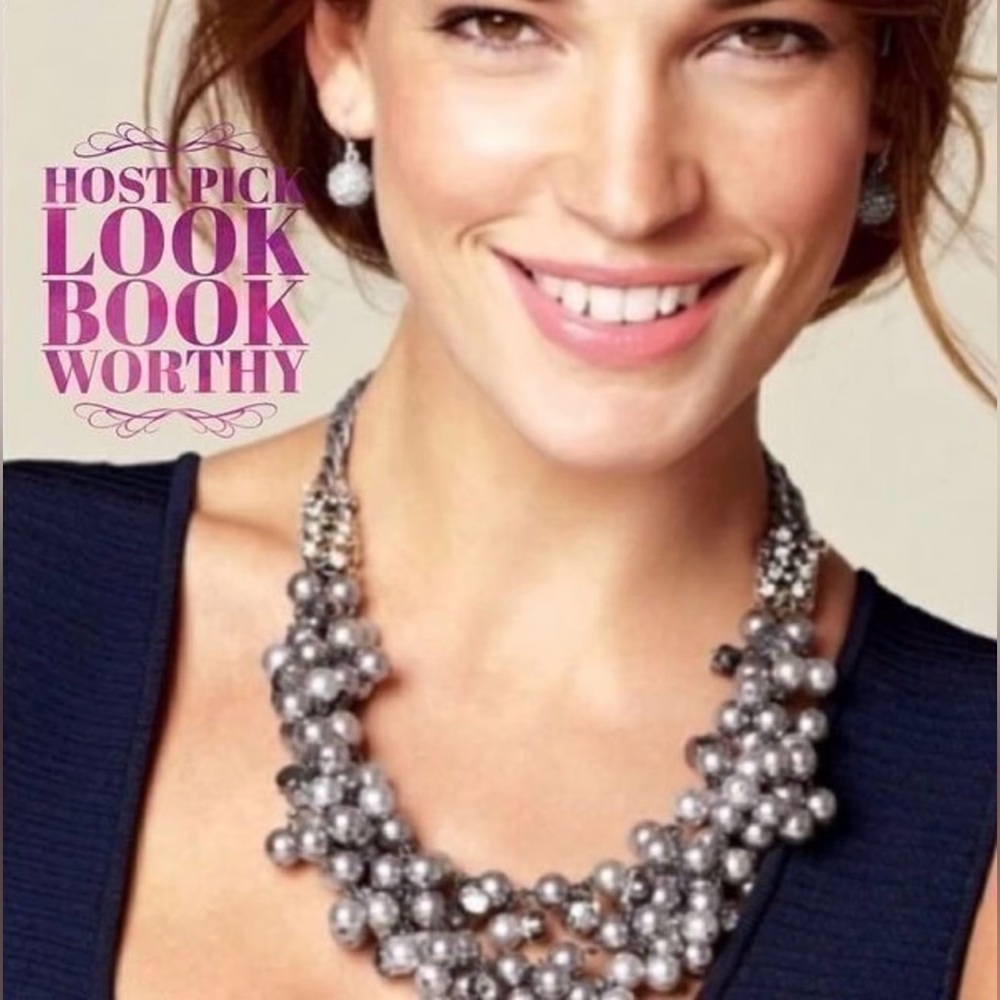 Stella & Dot isadora pearl bib necklace gray & pave
